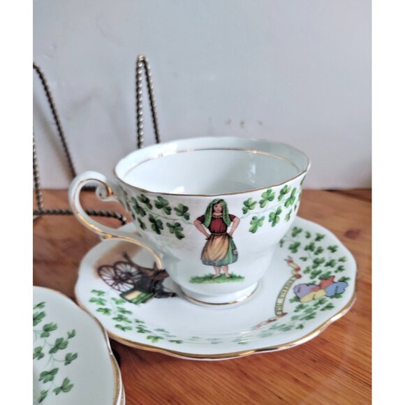 Rare Royal Standard Emerald Isle Two Cups & Saucers & Four Bread Plates 6.5" - Picture 16 of 16